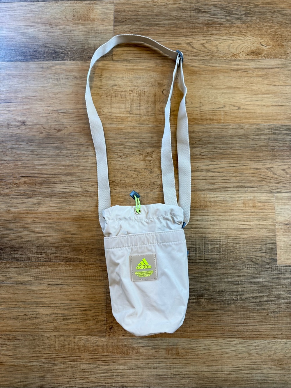 adidas Beige Hydration Crossbody Pouch with Neon Yellow Accent